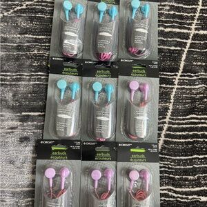 Blue and Purple Earbuds Headphones